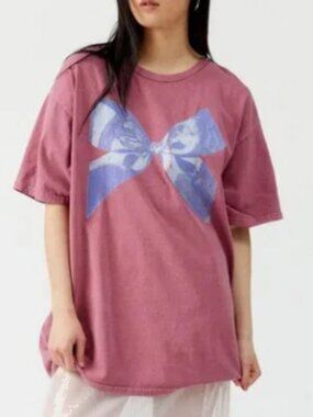 Urban Outfitters Distressed Bow T-shirt Dress Bundle Pink & Blue